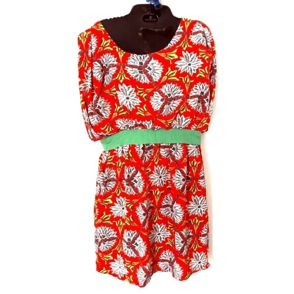 Esley Women's Dress Size Medium Red Turquoise Floral & Aztec Print - Picture 7 of 7